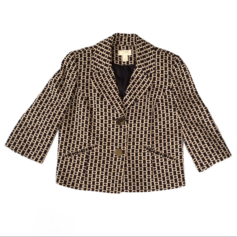 LOFT Blazer Swing Style Modern Print Bracelet Length Sleeves | Size 6